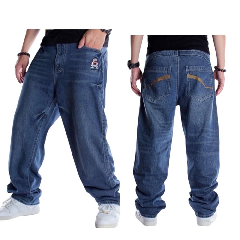 Y2K Baggy Streetwear Jeans Embroidered Relaxed Fit Size 40 NWT